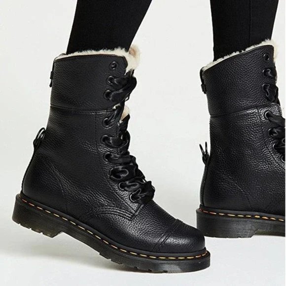 Dr. Martens Shoes - Dr Marten Aimilita Faux Fur Lined High Boots Leather High 8